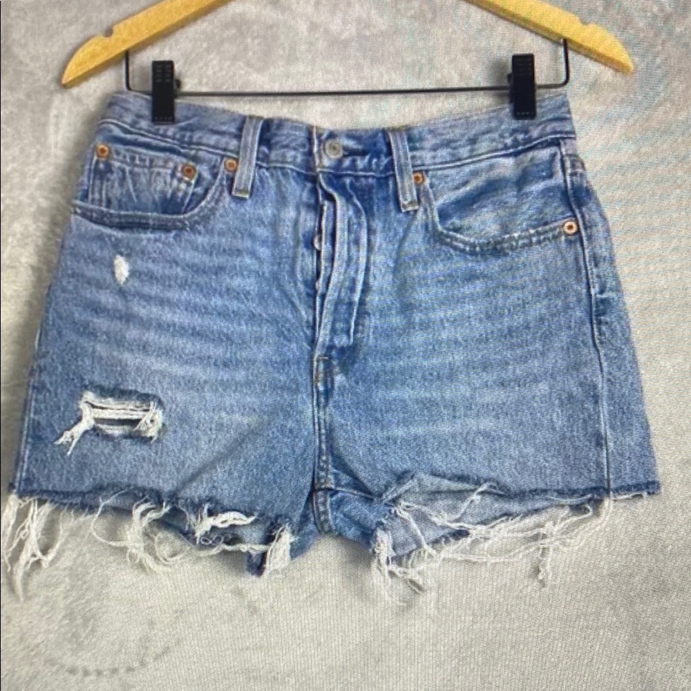 Women's Distressed Denim Athletic Shorts